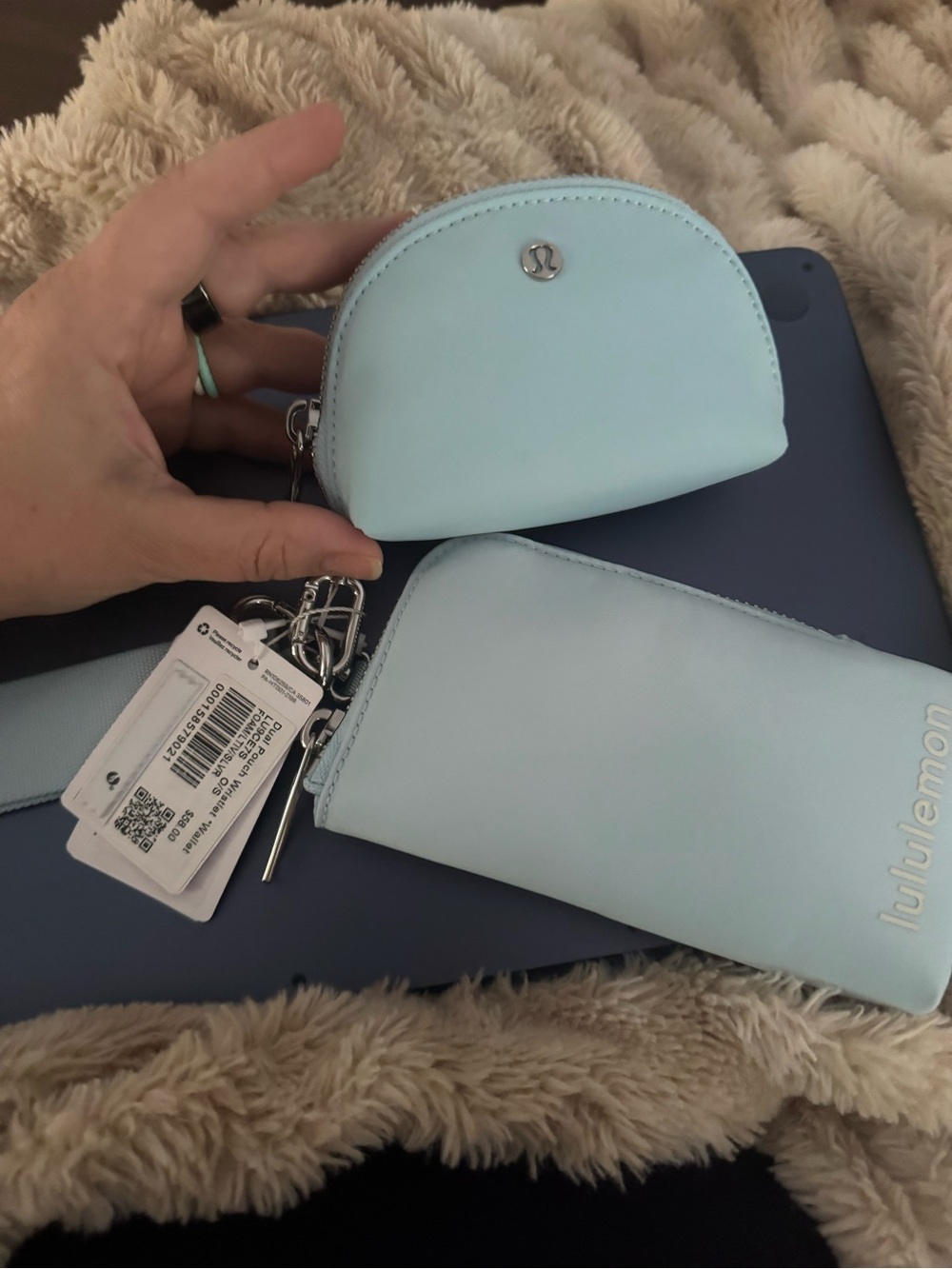 lululemon athletica Pastel Blue Key Pouch and Zip Case Duo